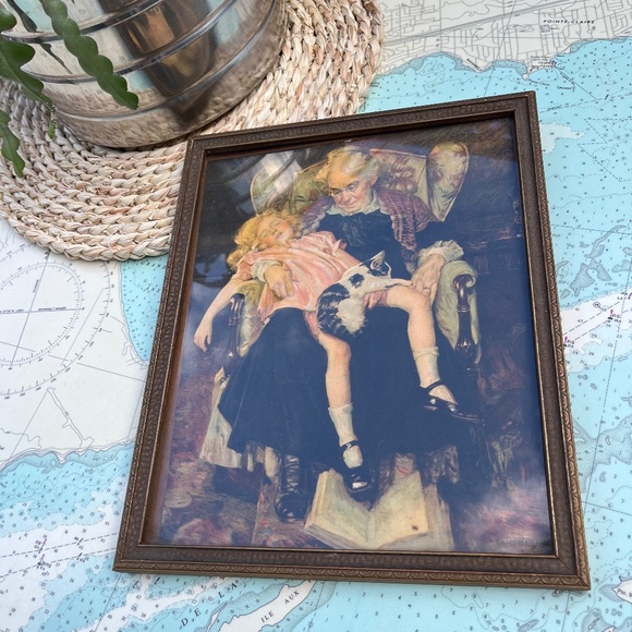 Vintage Grandma's Girl Normal Rockwell Framed Print - Picture 1 of 6